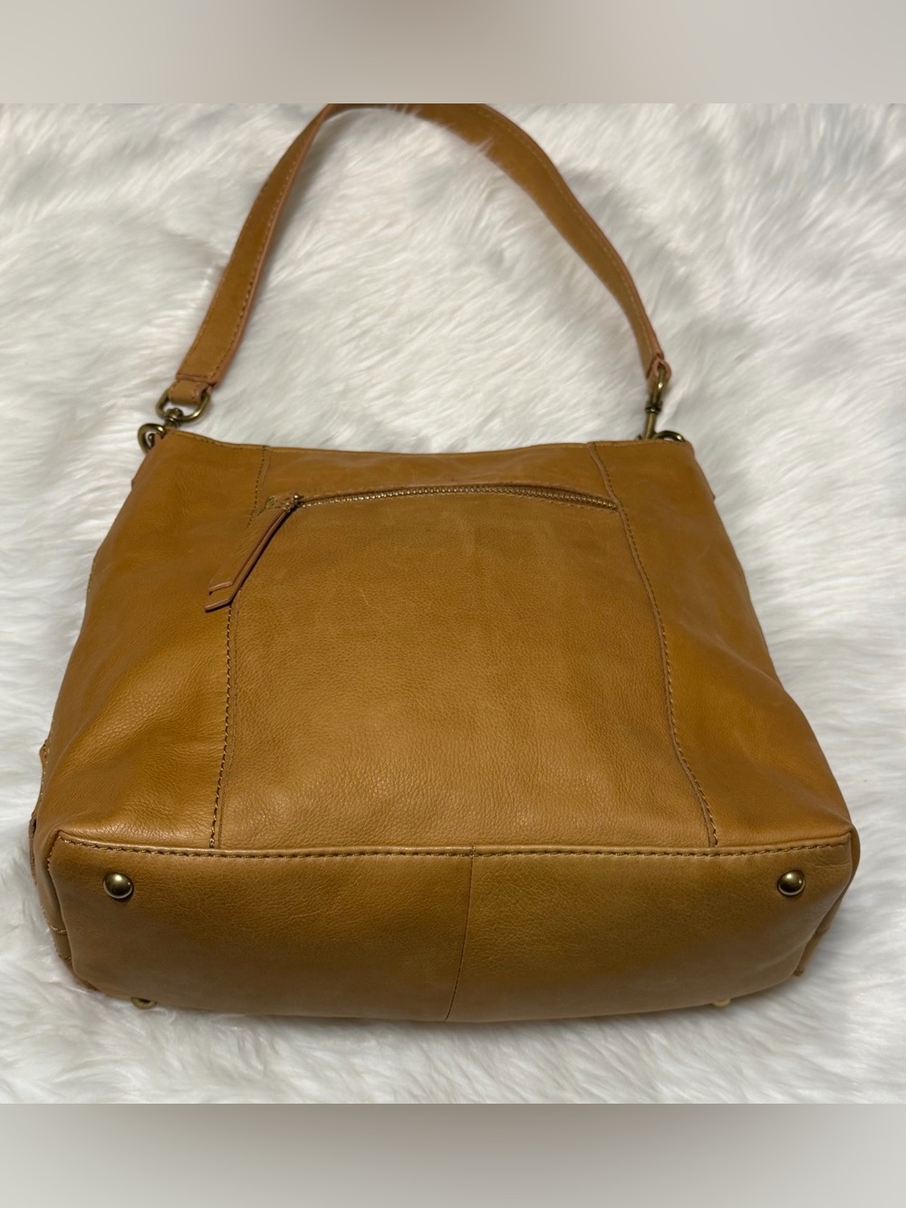American Leather Co Mercer Woven Leather Hobo Shoulder Bag in Cognac Brown - Picture 8 of 11
